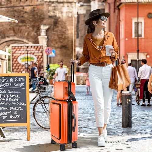 20 Inch Carry On Luggage 22x14x9 Airline Approved Suitcase (Carry-on 20 Inch / Orange)