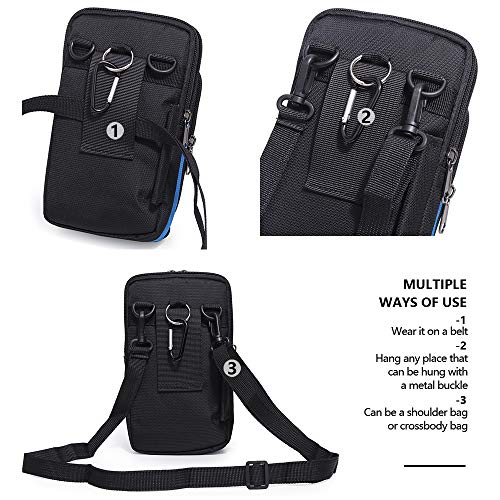 Senient Wolf Waterproof Nylon Multifunctional Phone Crossbody Waist Wallet Travel Passport Bag (Black)