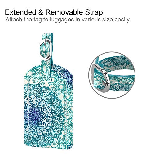 2 Pack Luggage Tags Leather Name ID Labels with Privacy Cover (Emerald Illusions)