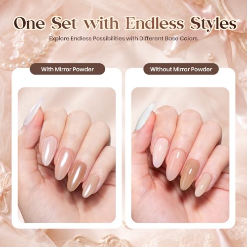 Beetles Nude Jelly Gel Polish Set with Chrome Powder (A - Sheer | Nude | Ballerina Dream)