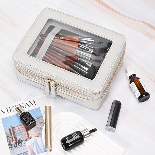 Clear Makeup Bags (Grey / Dual Layer Large)