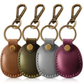 4 Pack Handmade Genuine Leather AirTag Holder (Brown/Grey/Purple/Olive Green)