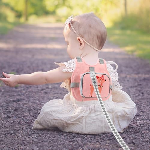 Toddler Harness Leash + Anti Lost Wrist Link (Baby Pink/Deer)