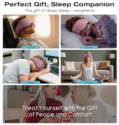 Bluetooth Sleep Headphones with 3D Eye Mask for Zero Pressure (Gloss Pink)