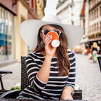 Sun Hats for Women Wide Brim Summer Hat Large Floppy Sun Straw Hat Foldable Packable Beach Hats UPF 50+ (Medium Size: White / Brim 5.5" (Head Circumference 22-22.8"))