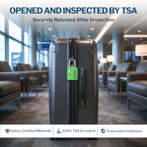 Open Alert TSA Approved Luggage Locks (Green 4PK)