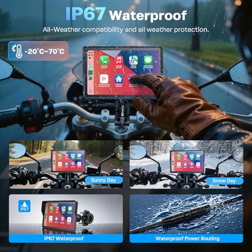 5 Inch Motorcycle Carplay GPS Navigation System with Apple Carplay and Android Auto Portable Screen with Dual Bluetooth (5 Inch)
