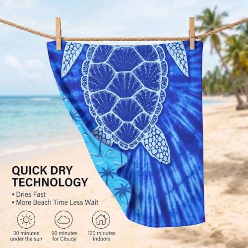 2 Pack Microfiber Beach Towels Oversized 71x32 Turtle Floral (2 Pack Turtle Flowers / X-Large (32x71 inches))