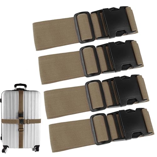 80In Luggage Straps for Suitcase Travel Long Belt Accessories (4Pcs Brown / 80 In Fix)