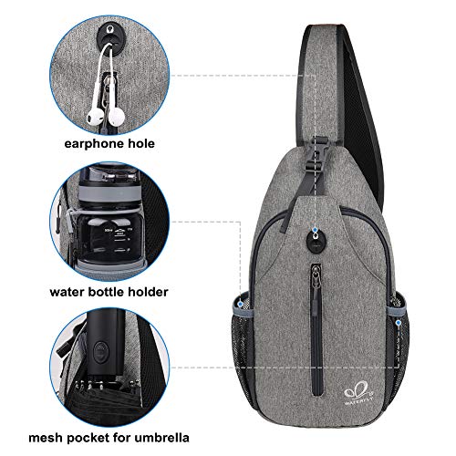 Crossbody Sling Backpack Sling Bag Travel Hiking Chest Bag Daypack (Gray / Small)