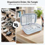 Tech Pouch Lightweight Electronics Organizer Travel Case (Wavy Pattern-Light Blue / XL)