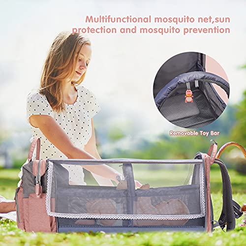 Baby Diaper Bag Backpack with ChangingStation (Baby Pink)