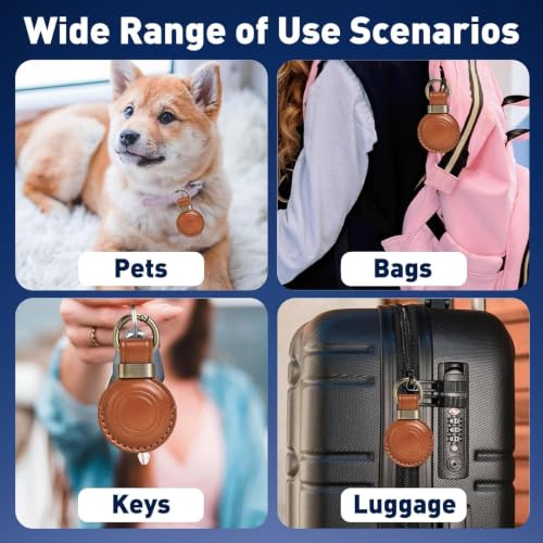 Leather Holder Keychain for AirTag 2nd Gen (A8-Black/Black/Vintage/Vintage)