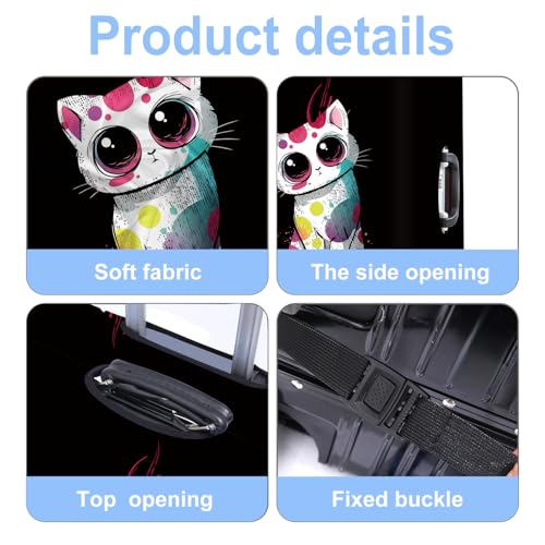 Colorful Cat Luggage Cover Washable Suitcase Protector Anti (Colorful cat / XL(32-34inch suitcase))