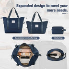 Softside Luggage Set Lightweight 3 Piece Suitcase with Duffel Bag (Softside Luggage(22/26/30) / Deep Blue + bags)