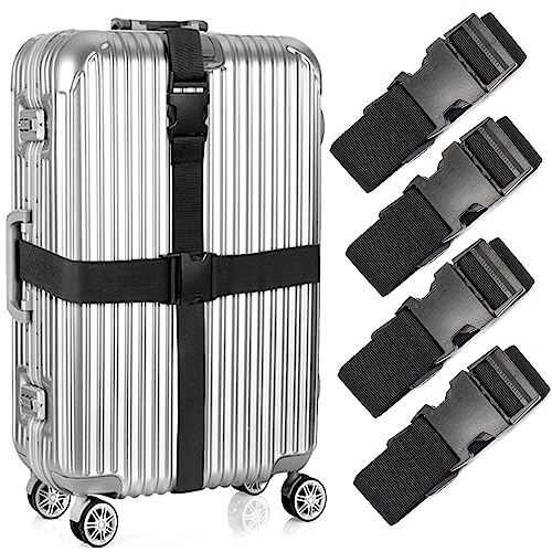 80In Luggage Straps for Suitcase Travel Belt Accessories (4Pcs Black / 80 In Fix)