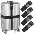 80In Luggage Straps for Suitcase Travel Belt Accessories (4Pcs Black / 80 In Fix)