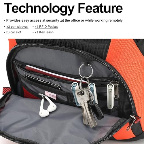 Laptop Backpack for men (17.3 / Black&orange)