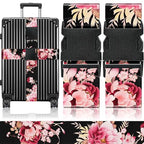 Luggage Straps for Suitcases Travel Belt Accessories Luggage Connector Identifiers Over Handle with Buckle Unique Nylon Adjustable Strap for Sleeping Bag Car Seat Black (Black Flower)