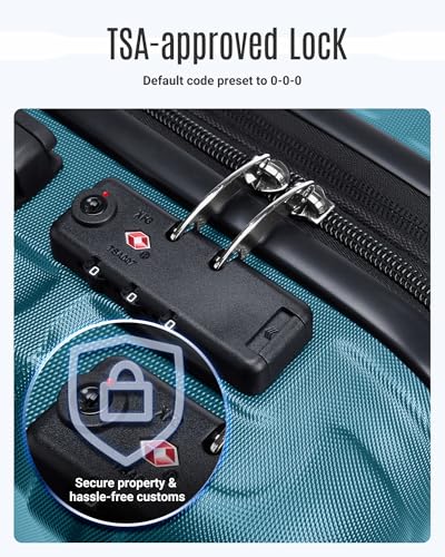 Luggage Sets 3 Pcs Suitcase with Wheels (Teal Blue / 3-Piece Set-20 Inch/24 Inch/28 Inch)