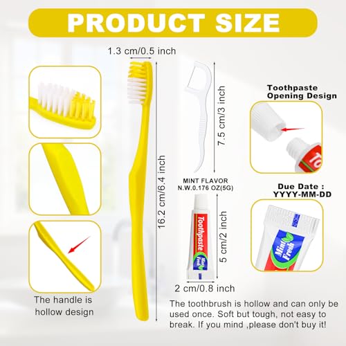 50 pcs Disposable Toothbrushes with Toothpaste and Floss