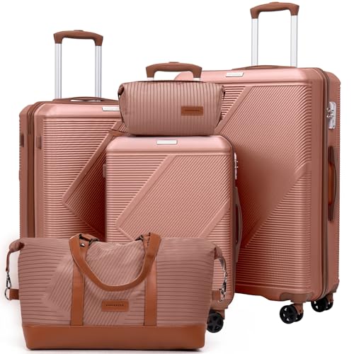 Luggage Sets 5 Piece (Pink / 5PCS)