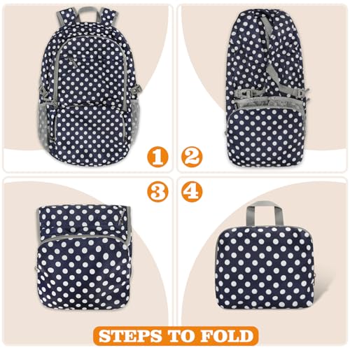 Lightweight Packable Backpack 30L (30L / D-navy Blue,white Polka Dots)