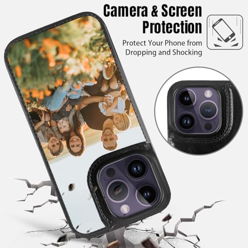 Custom Wallet Phone Case for iPhone 15 Pro with Photo (Black-A / iPhone 15 Pro)