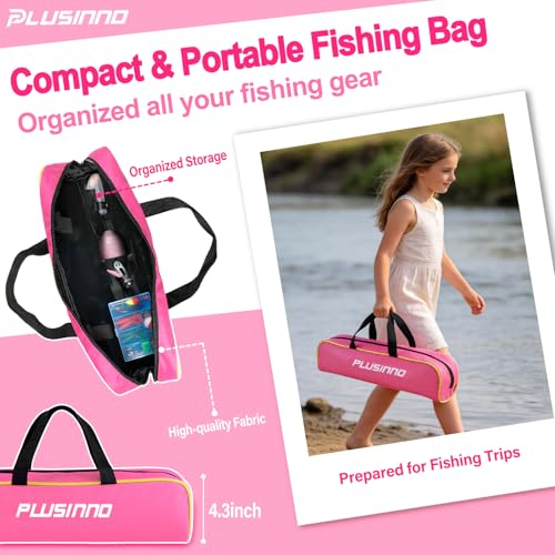 Kids Fishing Pole with Spincast Reel Telescopic Fishing Rod Combo Full Kits for Boys (Pink / 4FT / 1.2M)