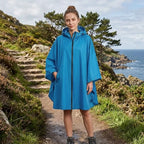 Rain Poncho Jacket Coat Hooded Zipper Style for Women (One Size / Peacock Blue)