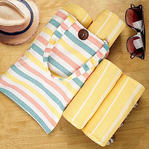 Cotton Turkish Beach Towels (39 x 72 inch ( Beach towel - 4 PACK ) / Yellow)