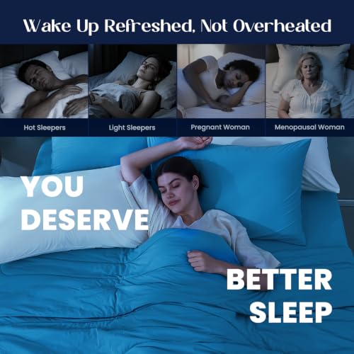 Temperature Regulating Comforter (Dream Blue With Navy Trim / Ultimate Twin XL (68"x90"))