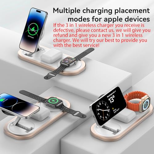 3 in 1 Fast Wireless Charger Stand for iPhone (Golden)