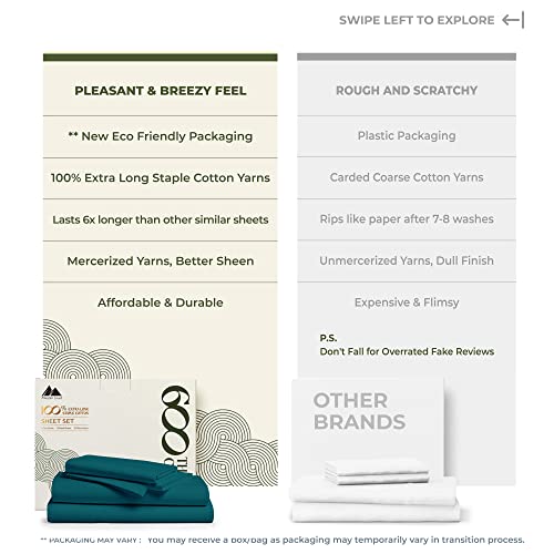 100% Egyptian Cotton Twin XL Size Sheets Set (Twin XL / 12 - Teal)