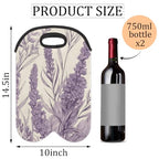 Cartoon Lavender 2 Bottle Wine Carrier Tote Bag Insulated Wine Bottles Neoprene Bag with Secure Carry Handle Portable Wine Cooler Bag for Travel Picnic Beach (Cartoon Lavender)