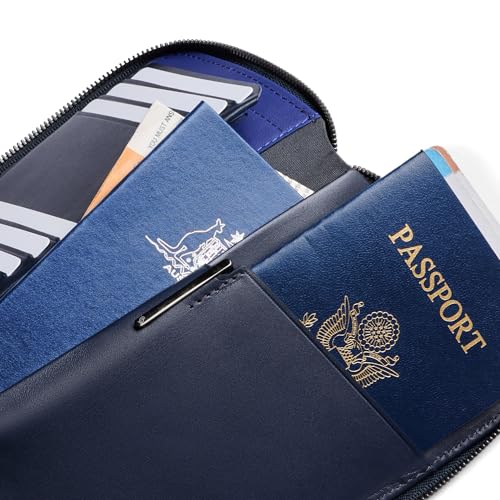 Travel Folio Leather Passport Wallet (Navy)