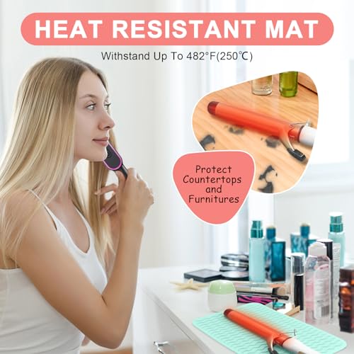 Plus Size Silicone Heat Resistant Mat for Hair Tools (Green)