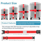Heavy Duty Luggage Straps with TSA Lock (Cross Red-New)