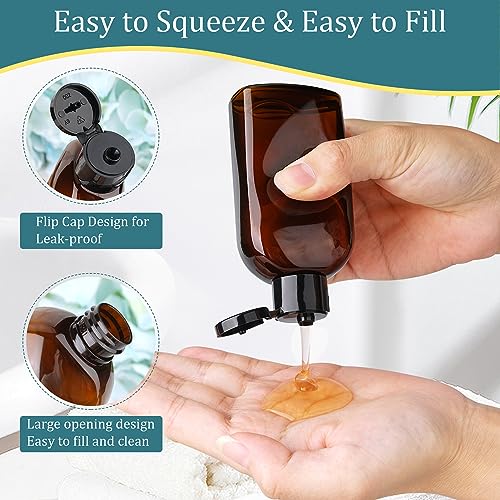Travel Shampoo Bottles 4pcs 3.4oz Travel Bottles for Toiletries (3.4oz Brown - 4 Blank)