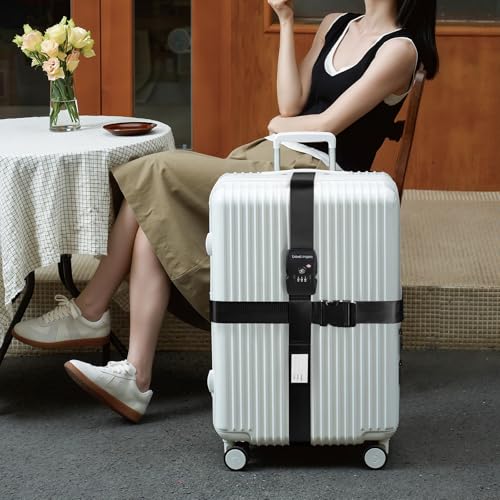 Anti Theft Suitcase Belt with TSA Lock (Cross Black-New)