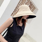 Women Summer Wide Brim Sun Hat Bucket Fishing Hats UV Protection (One Size / Lant001-black)
