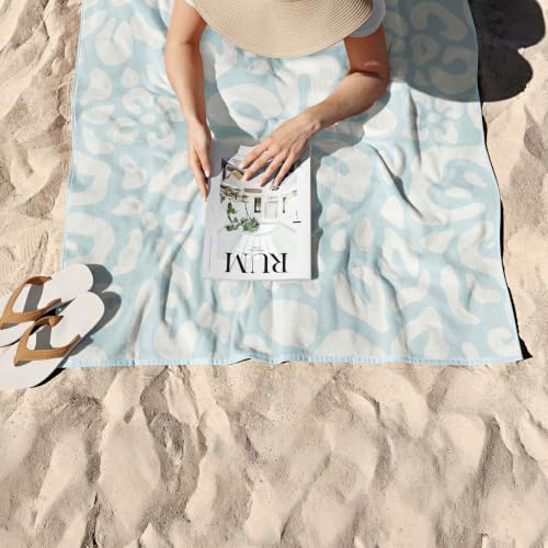 Microfiber Beach Towel for Adults with Bag (Bright Flowers / Extra Large 78x35")