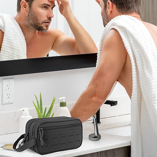 Tactical Toiletry Bag For Men Hygiene Bag EDC Military Tool Molle Pouches Small Dopp Kit Mens Shaving Kit Travel shower Bags (1 US Black)