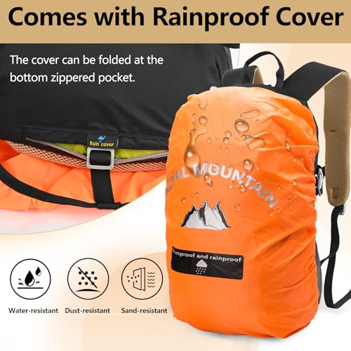 30L Hiking Backpack With Rain (Black2.0 / 30L)