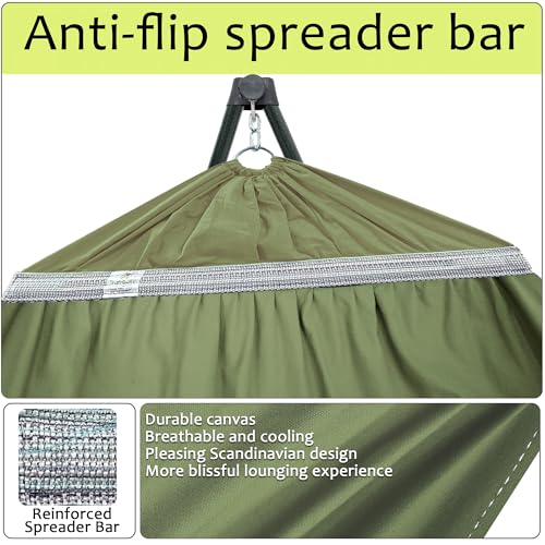 Sturdy Steel Hammock Stand Premium Cotton Canvas Hammock (3. Sage)