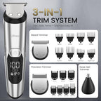 3-in-1 Beard Trimmer for Men, IPX6 Waterproof Electric Razor Shaver (Silver)