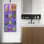Dual Sided Hanging Shoe Organizer for Closet with Rotating Hanger Hanging Shoe Rack Holder with 24 Large Pockets (PURPLE)