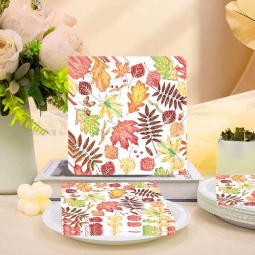 50 PCS Fall Leaves Cocktail Napkins (Maple Leaf)