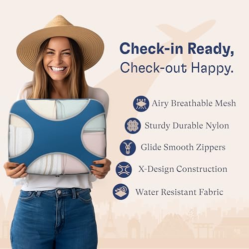 8 Set Packing Cubes for Travel (8 Set - Navy Blue / Set of 8)
