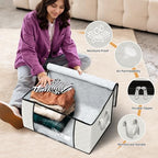 8 Pack Storage Bags for Clothes Blanket Storage Bins with Lids (8 Pack-60l / Ivory)